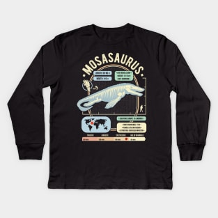 Dinosaur Facts - Mosasaurus Science & Anatomy Gift Kids Long Sleeve T-Shirt